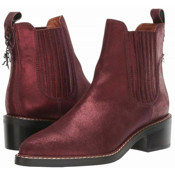 Coach Shoes - New COACH Boots Chelsea Bowery Bootie -Leather Pull Ons-Bordeaux 5 B (bin 10)